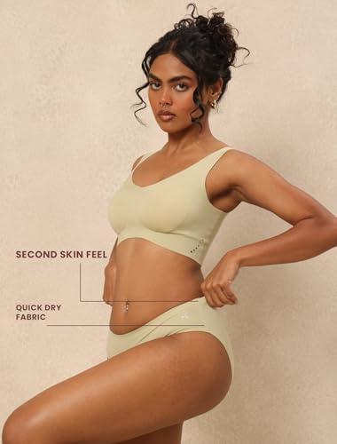 Image of Krvvy Low Waist Mid Coverage Seamless Bikini Panty for Women | Ultrasoft Underwear with 100% Cotton Gusset & Ventilation Holes