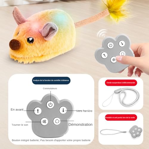 Jouet électrique pour chat : souris électronique en peluche télécommandée - 6