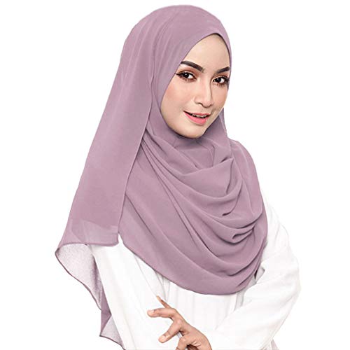 Image of LMVERNA Solid Color Bubble Chiffon Scarf for Women Fashion Soft Hijab Long Scarf Wrap Scarves
