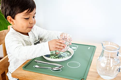 Chamos Montessori Placemat For Toddlers - Kids Silicone Mats For Dining Table - Set Of 2 - Table Setting Learning (Sage And Beige) #TOP3