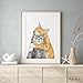 Triple Studio Cat Snuggles in Love Art Print - Watercolor Painting, Orange and Grey Cat, Perfect Gift for Cat Wife, UNFRAMED, Signed by Artist (8x10 inches)