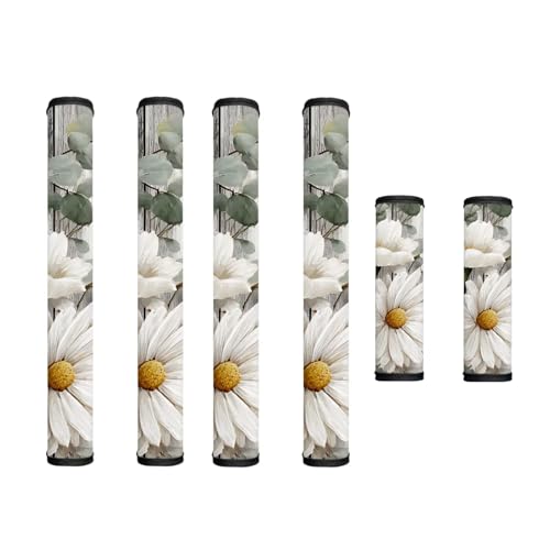 Hwzdsyxl Daisy Wood Grain Print Refrigerator Door Handle Covers 6 Pieces Fall Fridge Oven Door Handle Cloth Protector Kitchen Appliance Decor for Oven Dishwasher Kitchen Decor