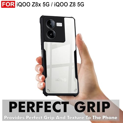 Image of Zapcase Back Case Cover for iQOO Z8x 5G | Compatible for iQOO Z8x 5G Back Case Cover | Clear Case with Camera Protection | (TPU + PC | Matte Black)