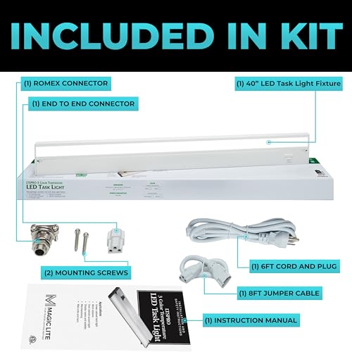 LED Under Cabinet Lighting Hardwired - Linkable Undercabinet Lights for Kitchen - 3CCT 40 Inch White Finish - Undercounter Dimmable Plug in Light or Hard Wired - Under Counter Fixture Direct Wire by Magic Lite - Image 6
