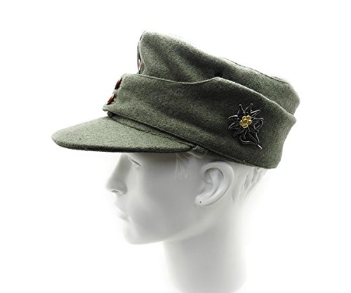 ドイツ軍　M43戦闘帽　エーデルワイスバッジ付き Amazon | 琥花堂 ドイツ軍 M43 規格野戦帽 山岳猟兵 イェーガー