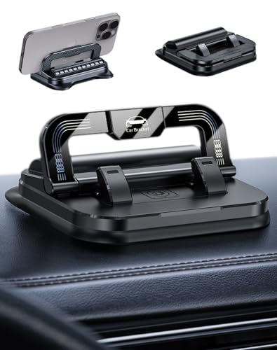 2026 New Car Phone Holder 360 Degree Rotation, Suitable for Car Navigation In-Car Dashboard, Dashboard Mount with Suction Cup, Non-Slip Adjustable Phone Stand, Universal for iPhone/Android (1, Black)