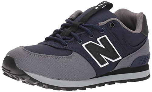 New Balance Baby 574 V1 Lux Lace-Up Sneaker, Navy/Grey, 2 US Unisex Infant