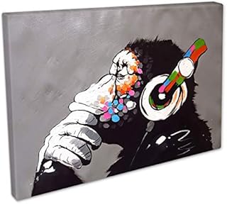 Aurora inc Canvas Prints Banksy DJ Monkey Canvas Print Framed Picture Wall Art