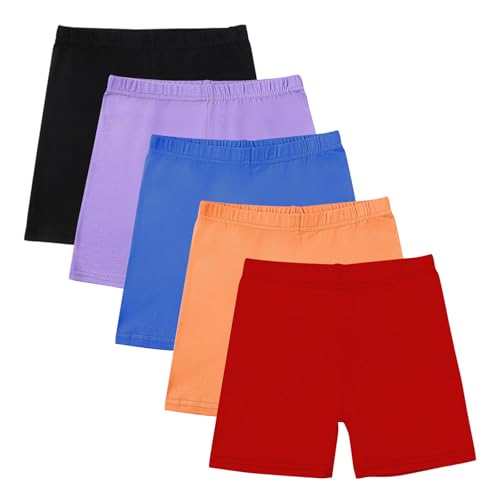duxyoz 5 Pack Girls Cycling Shorts Breathable Safety Dance Dress Short Kids Children Teen Cotton Stretchy Undershorts Multipack Cartwheel Bike Shorts Summer Clothes Set Multicolor 13-14 Years