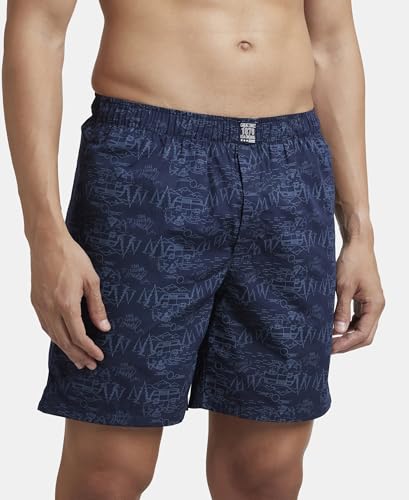 Image of Jockey US57 Men Super Combed Mercerized Cotton Woven Printed Boxer Shorts with Side Pockets (Pack of 2, Prints May Vary)