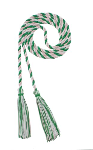 Image of Graduation Honor Cord - Kelly /Ltpink /White - Every School Color Available - Made in USA