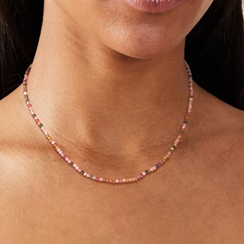 MEVECCO Gold Choker Necklace for Women 18K Gold Plated Handmade Stone Crystal Beaded Summer Necklace Jewelry Gifts For Her4