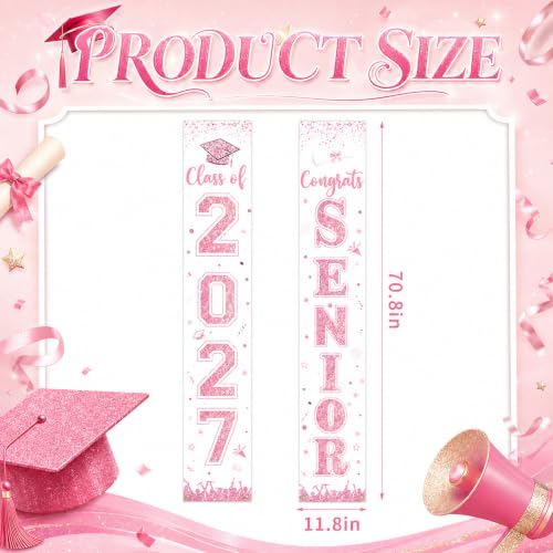 Moukeren Class of 2027 Decor Senior Night Banner, Graduation, Pink, White by Moukeren - Used condition - Image 2