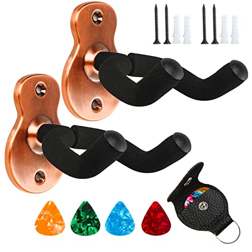 Donux Guitar Wall Mount Hangers 2 Pack, Wall Hook Holders Stand for Bass, Electric, Acoustic Guitar, Ukulele (Copper) - Les Beatles, Paul McCartney, John Lennon, RIngo Starr, George Harrison Donux Guitar Wall Mount Hangers 2 Pack, Wall Hook Holders Stand for Bass, Electric, Acoustic Guitar, Ukulele (Copper)