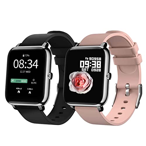 YAGALA Smart Watch, Fitness Tracker with Heart Rate & Sleep Monitor, 1.4 Inch Touch Screen, IP67 Waterproof Step Counter, Compatible with iOS & Android (Pink or Black Random Delivery)