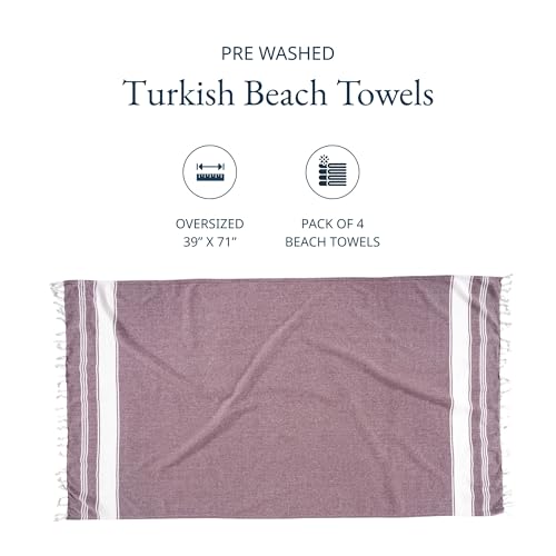 image for LANE LINEN Beach Towels 4 Pack - Beach Towels Oversized, Pre-Washed Ex