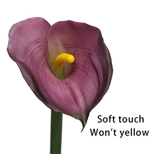 5 Pcs Large Artificial Calla Lily Flowers 25.6'' Long Stem Real Touch Latex Bouquet for Wedding Bridal Bouquet Room Office Party Home Decor Floral Arrangements(Purple 5pcs) - Image 2