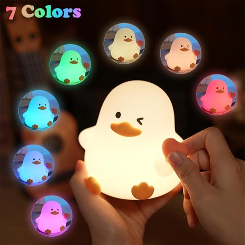 Lámpara de noche para niños con luz de 7 colores y diseño de pato miniatura 2