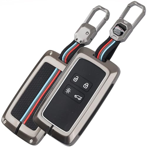 Image of BKN Luxury Metal Soft Car Key Cover Shell with Keychain & Full Protection Compatible with Renault Triber | Kiger (4 Button Smart Key)