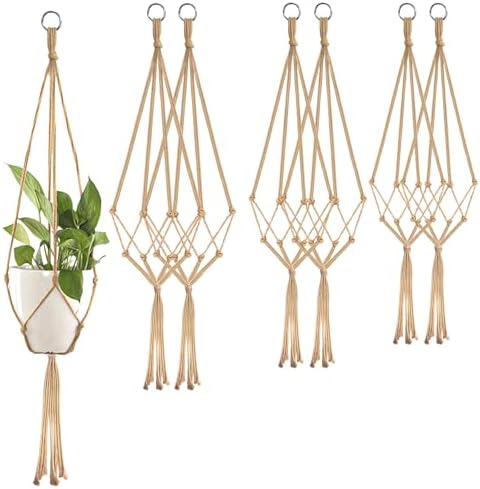 6 Pcs Macrame Plant Hanger with Tassel, 80 cm & 90 cm & 100 cm Wo...