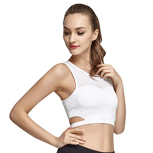 MULINN Women's Light Leaf Black Yoga Bra Medium Impact Fitness Gym Running Longline Underwear Seamless Workout Bras