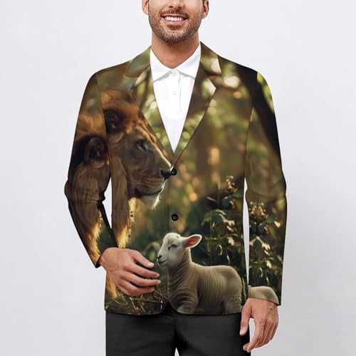 Kings Lion And Sheep Men's Suits Dress Business Formal Suit Print Jackets Coat For Wedding Party2