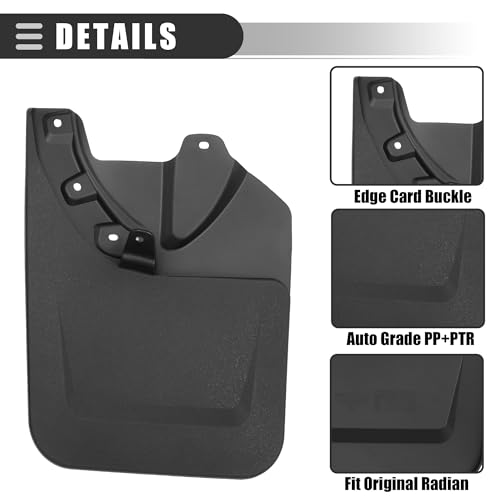 Image of Motoforti Car Mud Flaps, Splash Guards, for Toyota Tacoma 2023, Plastic, with Screw, Black, 1 Set