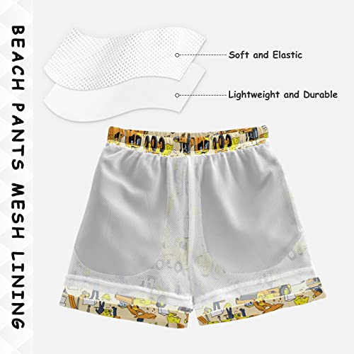 Construction Truck Tractor Boys Swim Trunks Summer Toddler Beach Board Shorts Kids Swimsuit Swimwear 4T4