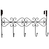 obmwang Over the Door 5 Hook Rack - Decorative Organizer Hooks for Clothes, Coat, Hat, Belt, Towels - Stylish Over Door Hanger for Home or Office Use