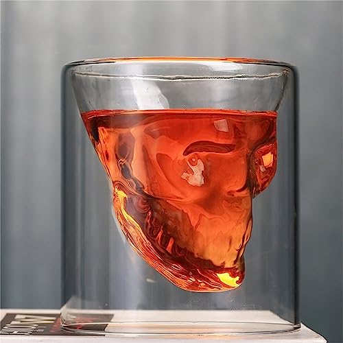 CNFZLIYUER Double-layered Skull Head Wine Glass， Mug Crystal, for Home Bar Club Beer Whiskey Shot Glasses Cup Vodka Drinking Bar Club Beer Wine Glass Bottle