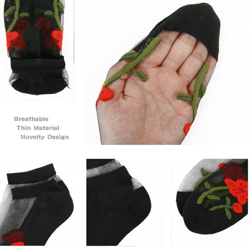 Image of Benefeet Sox Womens Sheer Socks Girls Lace Mesh Ankle Socks Transparent See Through Summer Sock Ultra Thin Nylon Short Sock