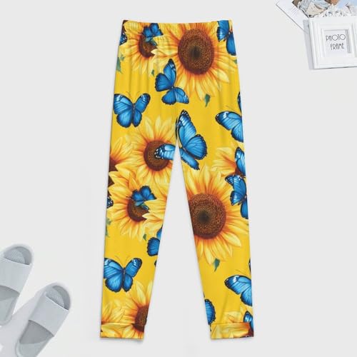 Sunflowers with Blue Butterfly Men's Pajama Pants Soft Lounge Bottoms Lightweight Jogger for Sleeping4