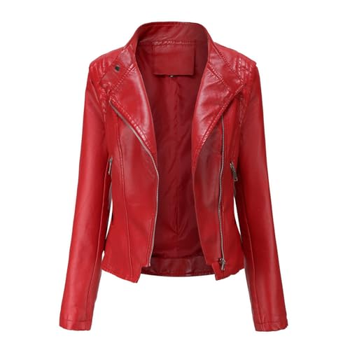 Veste en Cuir Femme Blouson Femme Veste Chic Et Elegant Manteau Grande Taille Kaki Simili Mi Saison Moto Perfecto Chaude Vetement Classique Légère 4XL...