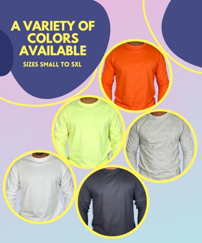 BROOKLYN VERTICAL Mens Long Sleeve Cotton T Shirt Crew Neck 5 Colors S-5XL4