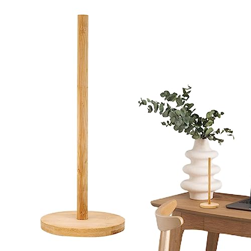 Povanjer Portarrollos de Papel de Madera - Estante para Colgar Papel de Cocina, Soporte para Rollo de Toallas de baño, Organizador | Portarrollos de Papel de Madera Natural con Base Antideslizante