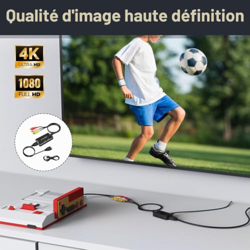 Zescyha Convertisseur AV vers HDMI 1080P, Adaptateur RCA vers HDMI, Convertisseur Audio Vidéo Composite CVBS Analogique, Prend en Charge PS2 PS3 Wii VHS DVD et Plus, Câble USB et Câble Inclus – vue 6