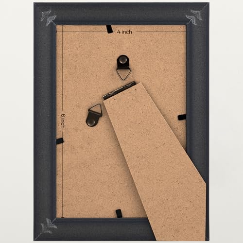 Image of eletecpro 4x6 Picture Frames Set of 2, Vintage Frames with Glass Cover, Retro Ornate Photo Frame Displays 3.5x5 Photo with Mat or 4x6 without Mat for Tabletop or Wall Decor, Brown