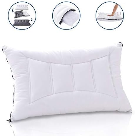 Bed Pillow Pocket Spring Back Neck Pillow with Hypoallergenic Cotton and 55 Springs and Washable Reversible Pillowcase,20"x 30" Queen Size Pillow - Pack of 1