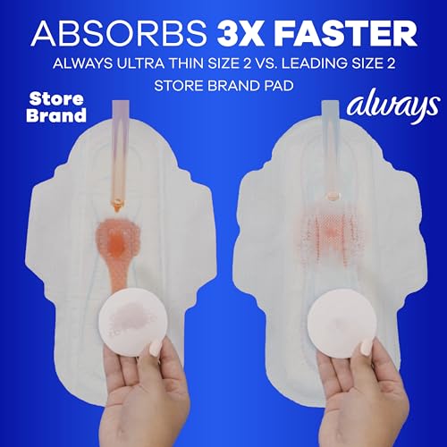 Image of Always Ultra Thin Pads Duo Pack, Feminine Pads with Wings for Women, Size 2 Long Super and 4 Overnight Absorbency, Unscented, Up to 100% Leak-Free Protection, 44 CT