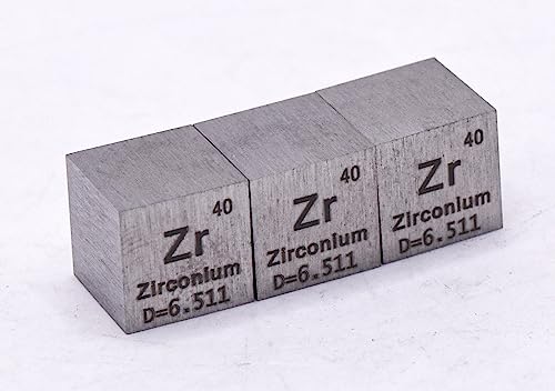 Image of 0.39 inch 10mm Zirconium Metal Cube Zr up to 99.9% Pure Periodic Table Element Engraved Density Collection Science Education Display Block Cube + Acrylic Case Box - 1PC