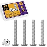 6-32 x 2 Machine Screws, 15 PCS Phillips Pan Head Electrical Outlet Machine Screws 304 Stainless Steel, Wall Plate Receptacles Mounting for Switch Plate, Cabinet Door and Drawer