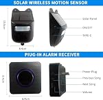 QUMOX Solar-Powered Driveway Alert System - Wireless Motion Sensor Doorbell with Weatherproof Design for Home and Business Security (2 Sensor & 1 Receiver)