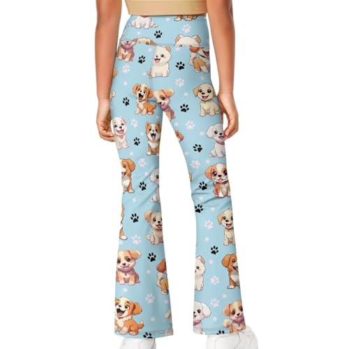 Cute Puppy Girl's Leggings Cross High Waisted Flare Pants Yoga Bootcut Pants Length Bell Bottoms4