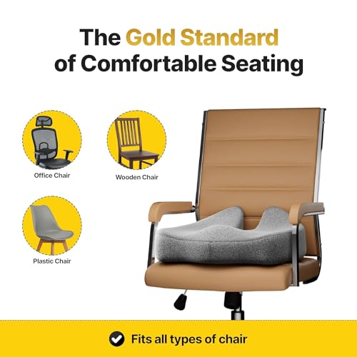 Image of Ultimate Pro Seat Cushion for Hip,Tailbone,Coccyx,Sciatica Pain Relief,Foam Ergonomic Design, Contoured Cushion for Office or Home Chairs (18 x 18 x 4 INCH)