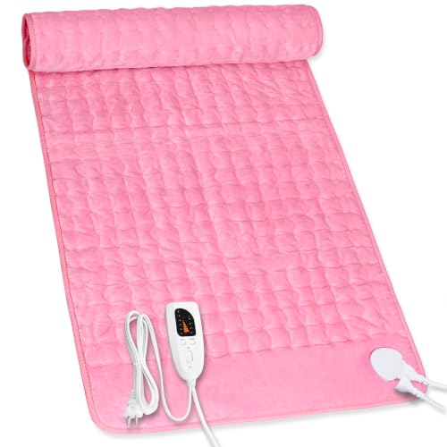 Image of Heating Pad,Electric Heating Pads,Heating Pad for Back,Pink,40x20 Inch | Heating Pads for Shoulder,Neck,Abdomen,Knee,Arms,Legs,Heat Pad for Birthday Father Mother Gift Women Men,6 Heat Settings
