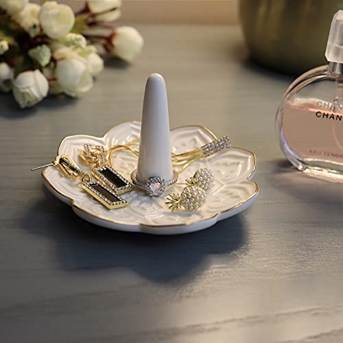 Ceramic White Mandala Jewelry Holder Decorative Ring Holder/Trinket Tray Valentine Engagement Wedding Birthday Gifts for Women Her4