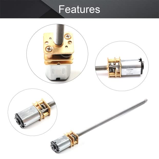 Miniatura 5 de Fielect DC 6V 30RPM N20 Motor de engranaje de reducción de velocidad con eje de rosca de tornillo de plomo M4x100mm para juguetes eléctricos de