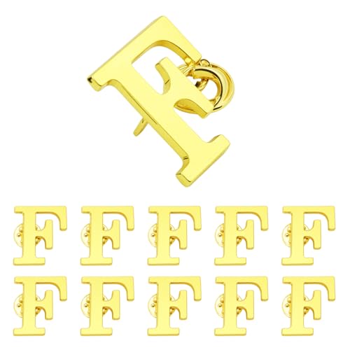 Image of 10Pack A-Z 26 Letters Pins Brooches Silver Plated Metal Broaches Pins-GOLD Initial Breast Brooch pin Tack Name Personalized Gifts for Women Men