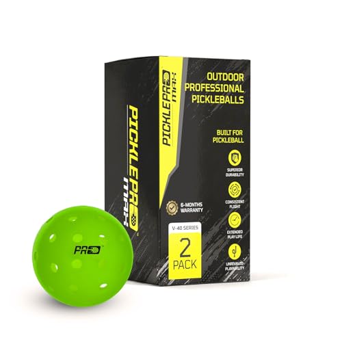Molded Pickleball Balls Outdoor – USAPA Tournament Pickleballs 40-Hole LDPE Design for Precise Control, Durable Seamless Pickle Balls for Competitive & Recreational Play, 2-Pack