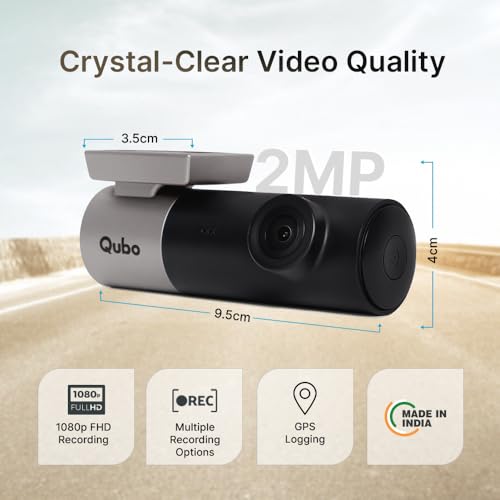 Image of Qubo Car Dash Camera Pro (with GPS Logger) Dash Cam | from Hero Group | Made in India | Full HD 1080p | Wide Angle View | G-Sensor | Wi-Fi | Emergency Recording | Supports Up to 256 GB SD Card
